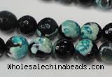 CAG5811 15 inches 10mm faceted round fire crackle agate beads