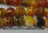 CAG5817 15 inches 10mm faceted round fire crackle agate beads