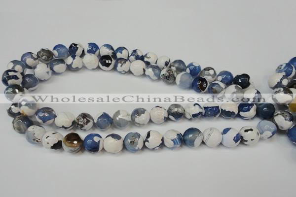 CAG5821 15 inches 12mm faceted round fire crackle agate beads