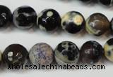 CAG5822 15 inches 12mm faceted round fire crackle agate beads