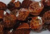 CAG583 15.5 inches 10*20mm faceted & twisted rice natural fire agate beads