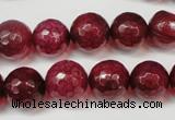 CAG5832 15 inches 12mm faceted round fire crackle agate beads