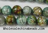 CAG5833 15 inches 12mm faceted round fire crackle agate beads