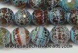 CAG5834 15 inches 12mm faceted round fire crackle agate beads