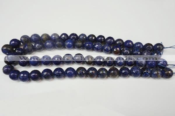 CAG5835 15 inches 12mm faceted round fire crackle agate beads