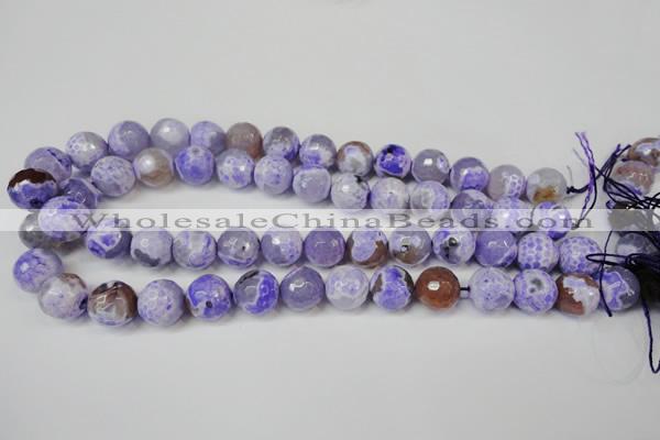 CAG5843 15 inches 14mm faceted round fire crackle agate beads