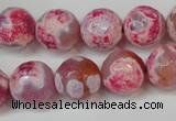 CAG5845 15 inches 14mm faceted round fire crackle agate beads