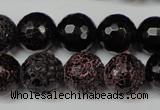 CAG5849 15 inches 14mm faceted round fire crackle agate beads