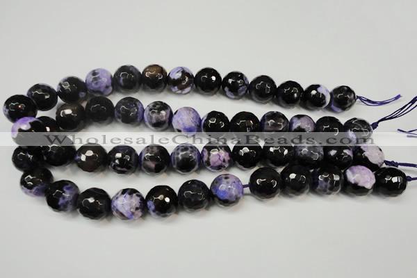 CAG5864 15 inches 16mm faceted round fire crackle agate beads