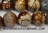 CAG5867 15 inches 16mm faceted round fire crackle agate beads