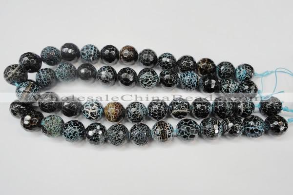 CAG5872 15 inches 16mm faceted round fire crackle agate beads