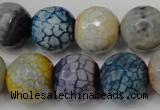 CAG5873 15 inches 16mm faceted round fire crackle agate beads