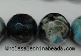 CAG5887 15 inches 20mm faceted round fire crackle agate beads