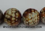 CAG5888 15 inches 20mm faceted round fire crackle agate beads