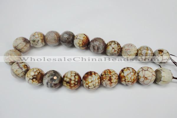 CAG5888 15 inches 20mm faceted round fire crackle agate beads