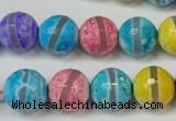 CAG5892 15 inches 12mm faceted round tibetan agate beads wholesale