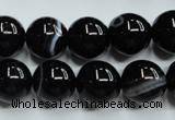 CAG5946 15.5 inches 12mm round black line agate beads wholesale