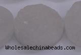 CAG5983 15.5 inches 30mm coin white agate gemstone beads