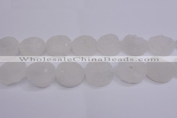 CAG5983 15.5 inches 30mm coin white agate gemstone beads