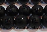 CAG6002 15.5 inches 8mm carved round matte black agate beads