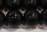 CAG6005 15.5 inches 14mm carved round matte black agate beads