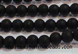 CAG6011 15.5 inches 6mm round matte black agate beads