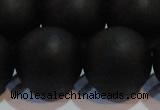 CAG6017 15.5 inches 18mm round matte black agate beads