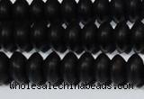 CAG6021 15.5 inches 4*8mm rondelle matte black agate beads