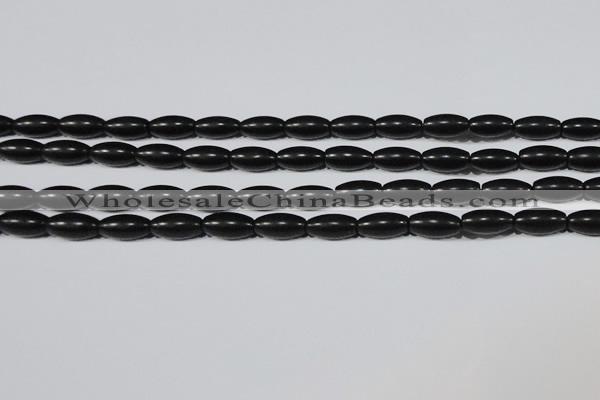 CAG6025 15.5 inches 6*12mm rice matte black agate beads