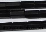 CAG6035 15.5 inches 6*12mm faceted tube matte black agate beads