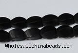 CAG6040 15.5 inches 5*8mm twisted rice matte black agate beads