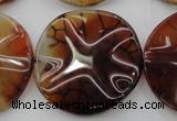 CAG6056 15.5 inches 30mm wavy coin dragon veins agate beads