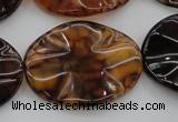 CAG6061 15.5 inches 22*30mm wavy oval dragon veins agate beads