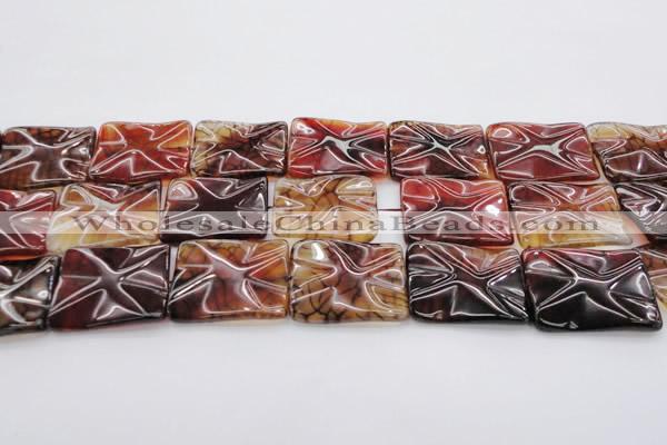 CAG6086 15.5 inches 30*30mm wavy square dragon veins agate beads