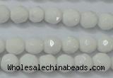 CAG6100 15.5 inches 4mm faceted round white agate gemstone beads