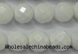 CAG6102 15.5 inches 8mm faceted round white agate gemstone beads