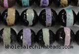 CAG6136 15 inches 10mm faceted round tibetan agate gemstone beads