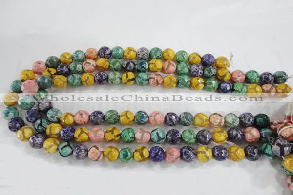 CAG6142 15 inches 12mm faceted round tibetan agate gemstone beads