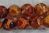 CAG6152 15 inches 14mm faceted round tibetan agate gemstone beads