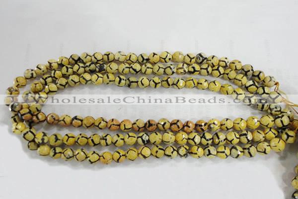 CAG6166 15 inches 10mm faceted round tibetan agate gemstone beads