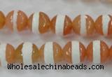 CAG6350 15 inches 8mm faceted round tibetan agate gemstone beads