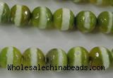 CAG6358 15 inches 8mm faceted round tibetan agate gemstone beads