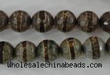 CAG6366 15 inches 8mm faceted round tibetan agate gemstone beads