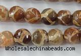 CAG6378 15 inches 8mm faceted round tibetan agate gemstone beads