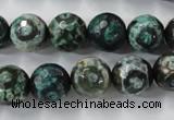 CAG6395 15 inches 8mm faceted round tibetan agate gemstone beads