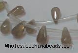 CAG6544 Top-drilled 6*10mm faceted teardrop Brazilian grey agate beads