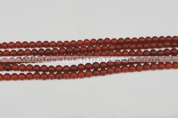 CAG6552 15.5 inches 6mm round matte red agate beads wholesale