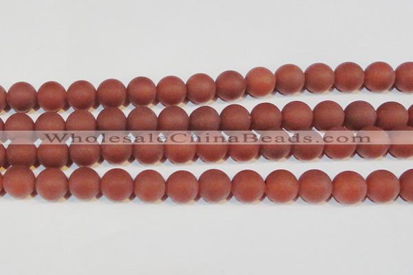 CAG6557 15.5 inches 14mm round matte red agate beads wholesale