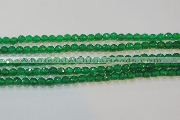 CAG6611 15.5 inches 4mm faceted round green agate gemstone beads