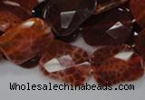 CAG663 15.5 inches 15*20mm faceted rectangle natural fire agate beads